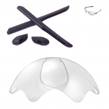 Walleva Clear Non-Polarized Replacemen​t Lenses + Black Rubber Kit For Oakley Fast Jacket XL(OO9156 Series) Sunglasses